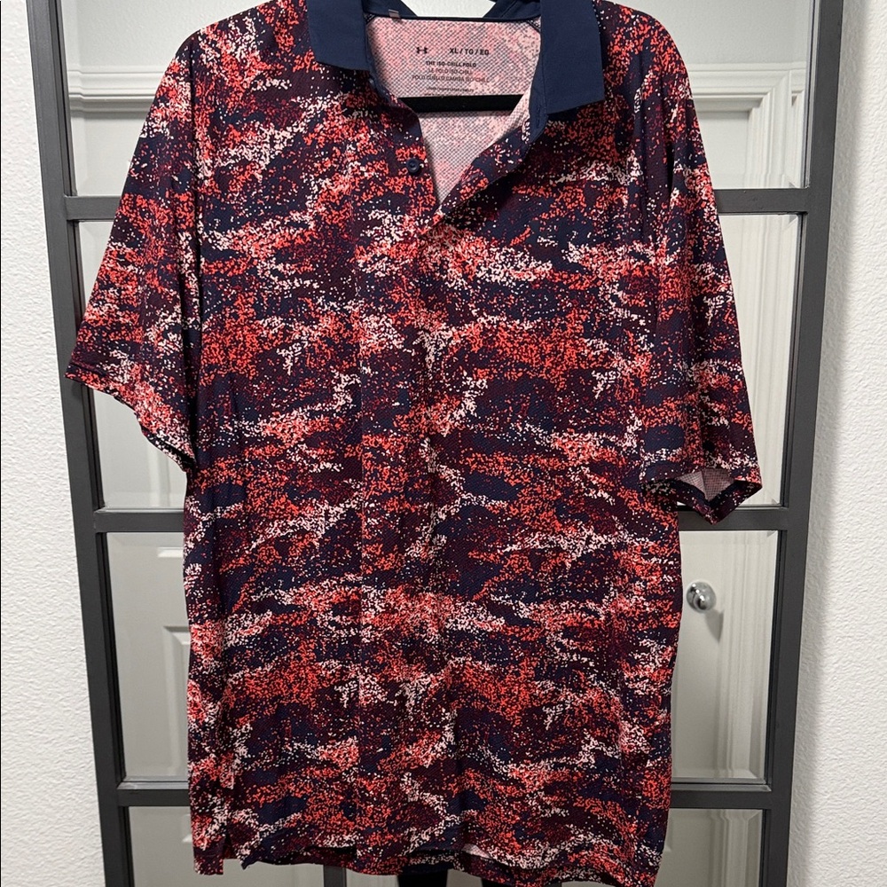Under Armour Men's Red and Navy iso chill Polo Shirt
